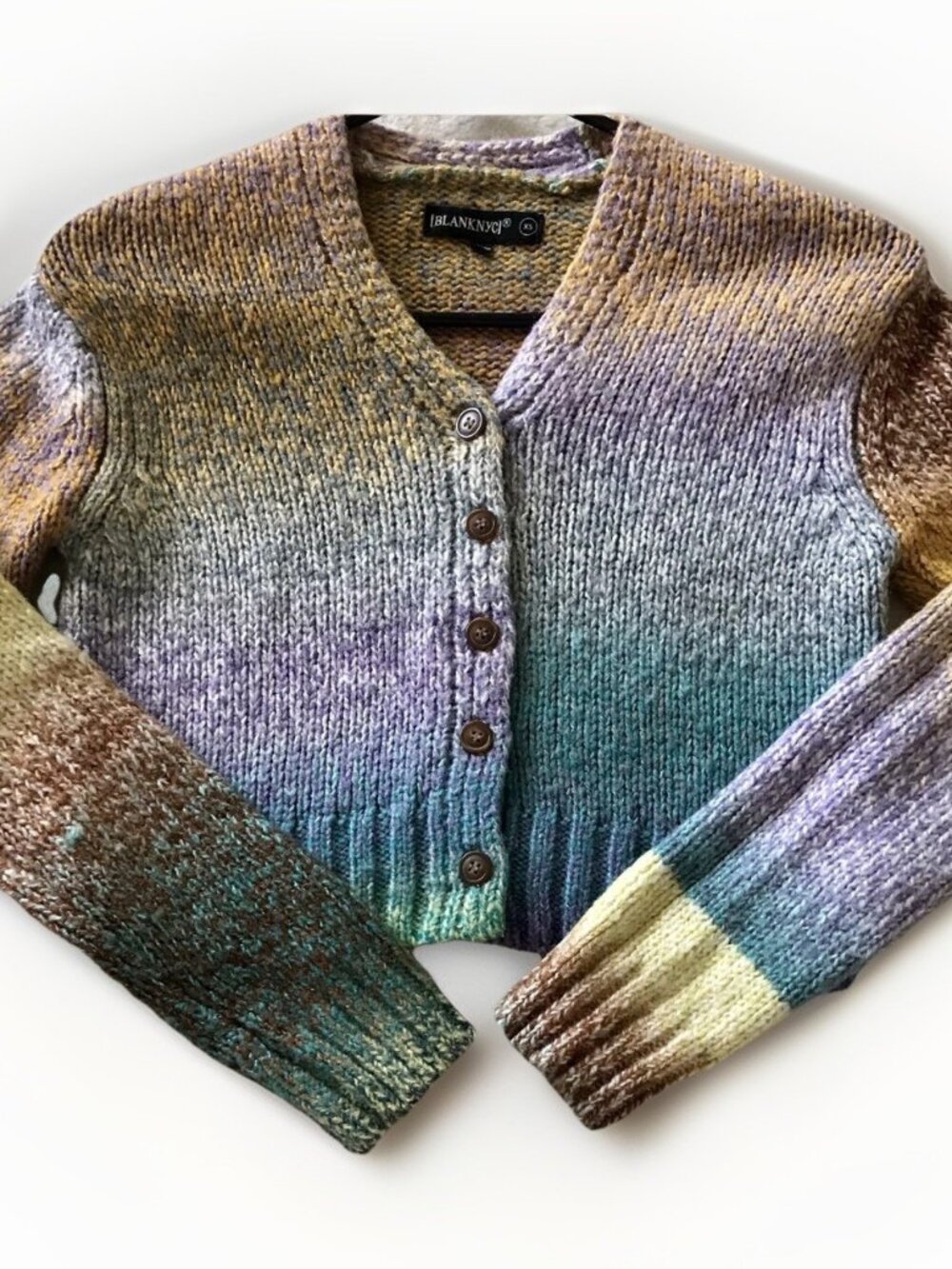 BLANKNYC Cropped V-neck Button Up Cardigan Multi Color Size XS